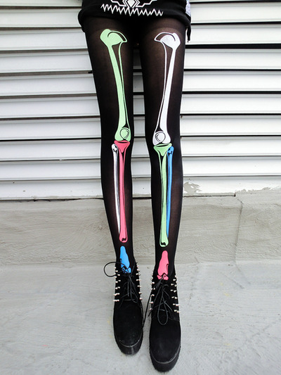 Harajuku skull bones pantyhose stockings