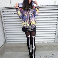 Harajuku skull bones pantyhose stockings - Thumbnail 3