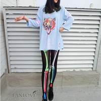 Harajuku skull bones pantyhose stockings - Thumbnail 4