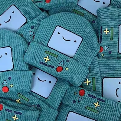 Cute BMO Game Boy Cartoon Embroidery Beanie Knit Winter Cap Hat Unisex Aesthetic Casual Summer E-Girl Kawaii Korean Japanese Harajuku