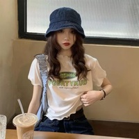 Cute Vintage Ruffle Off White Letter Print Short Sleeve Shirt Aesthetic Casual Summer E-Girl Kawaii Korean Japanese Harajuku - Thumbnail 3