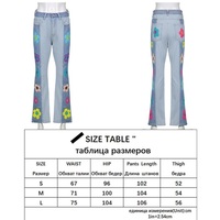 Cute Vintage Flower Patchwork High Waisted Denim Jean Trouser Pants Indie Punk Aesthetic Casual Summer E-Girl Kawaii Korean Japanese Harajuku - Thumbnail 5