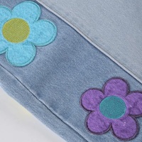Cute Vintage Flower Patchwork High Waisted Denim Jean Trouser Pants Indie Punk Aesthetic Casual Summer E-Girl Kawaii Korean Japanese Harajuku - Thumbnail 9