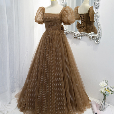 Cute tulle long a line prom dress evening dress - Thumbnail 4