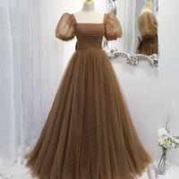 Cute Tulle Long A Line Prom Dress Evening Dress - Thumbnail 1