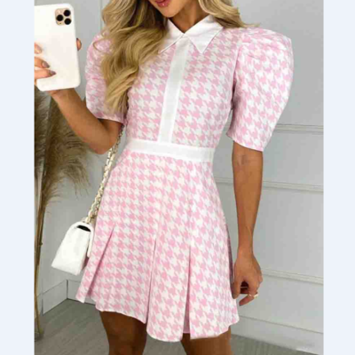 Casual short sleeve puff sleeve dress
