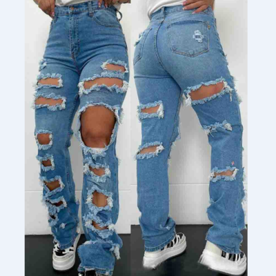Women'S Blue Ripped Jeans