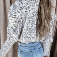 Women's Puff Sleeve Loose Cardigan Chiffon Shirt - Thumbnail 2