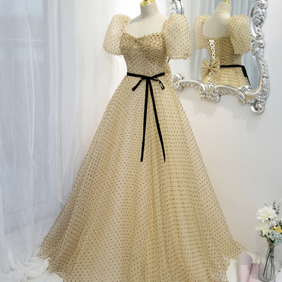 Lovely tulle long a line prom dress evening dress - Thumbnail 2