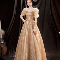 Shiny tulle long A line prom dress evening dress - Thumbnail 4