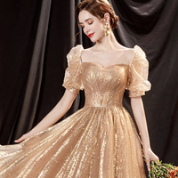 Shiny tulle long A line prom dress evening dress - Thumbnail 5