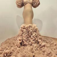 Sexy Maternity Evening Dresses Puffy Sleeves Luxury Ruffles Prom Gowns for Photoshoot Boudoir Lingerie Bathrobe Nightwear Babydoll，1096 - Thumbnail 2