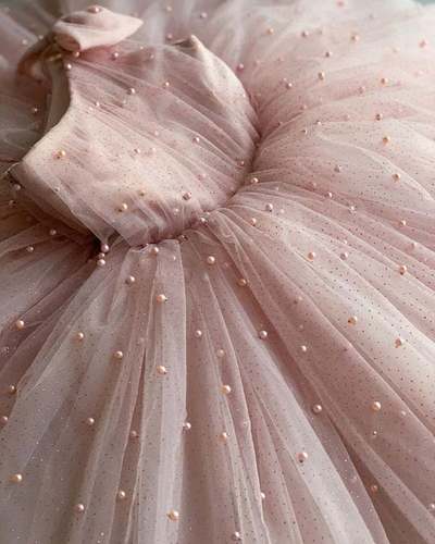 One Shoulder Blush Pink Flower Girl Dress with Pearls,1100