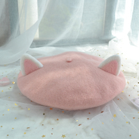 Cute Wool Cat Ears Beret Hat - Thumbnail 1