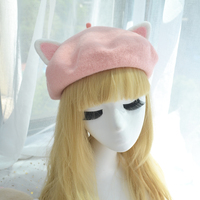 Cute Wool Cat Ears Beret Hat - Thumbnail 2