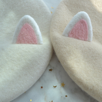 Cute Wool Cat Ears Beret Hat - Thumbnail 4