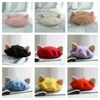Cute Wool Cat Ears Beret Hat - Thumbnail 6