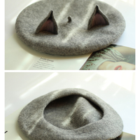 Cute Wool Fox Ears Beret Hat - Thumbnail 5