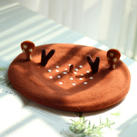 Cute Wool Deer Ears Beret Hat - Thumbnail 1