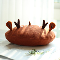 Cute Wool Deer Ears Beret Hat - Thumbnail 3