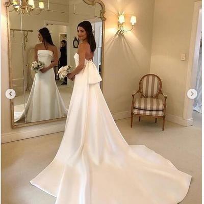 Simple ball gown strapless boho beach wedding dresses bridal gowns