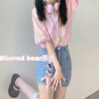 Harajuku new lace-up hip skirt denim skirt - Thumbnail 1