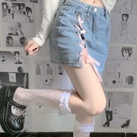 Harajuku new lace-up hip skirt denim skirt - Thumbnail 2