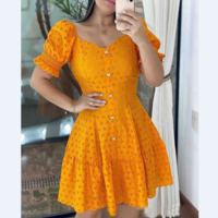Solid Color Sexy Short Sleeve Dress - Thumbnail 1