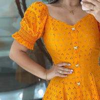 Solid Color Sexy Short Sleeve Dress - Thumbnail 2