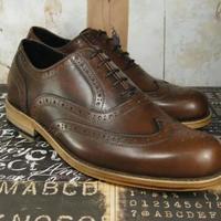 Luxury Handmade Brown Wingtip Brogue Lace Up Shoes - Thumbnail 1