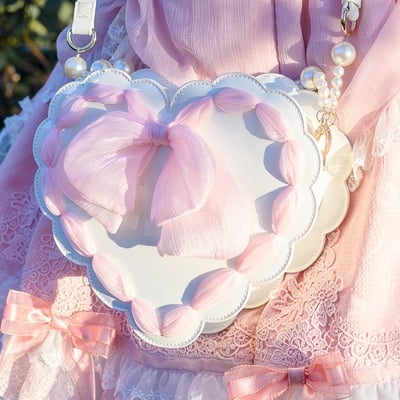 Lovely pearl decorated heart bag - Thumbnail 1