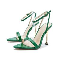 2021 new super high heel metal plating heel point cross strap sandals - Thumbnail 3