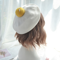 Cute Poached Egg Beret Hat - Thumbnail 1