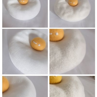 Cute poached egg beret hat
