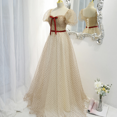 Cute tulle long a line prom dress evening dress - Thumbnail 5