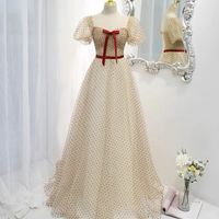 Cute tulle long A line prom dress evening dress - Thumbnail 1