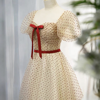 Cute tulle long A line prom dress evening dress - Thumbnail 2