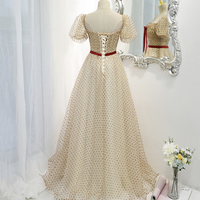 Cute tulle long A line prom dress evening dress - Thumbnail 5