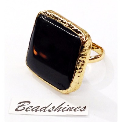 Onyx 14k gold plated ring