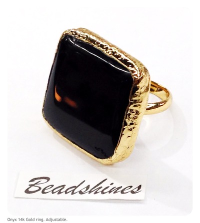 Onyx 14K Gold Plated Ring