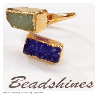 Double Druzy 14K Gold Plated Ring