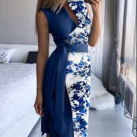 Fashion Striped Print Sleeveless Dress - Thumbnail 2