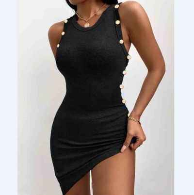 Solid Color Black Sleepless Dress