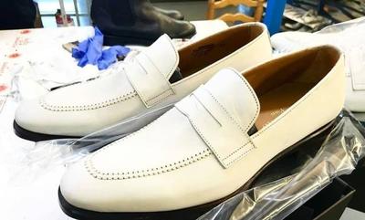 Christmas Handmade White Moccasin Loafer On Slips Leather Shoes