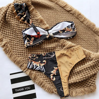 Flounced One-Shoulder Sexy Printed Bikini Swimsuit - Thumbnail 2