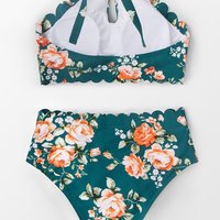 Sexy Backless Printed Bikini Set Swimsuit - Thumbnail 3