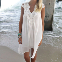 Sexy Lace Stitching Chiffon Beach Dress - Thumbnail 1