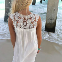 Sexy Lace Stitching Chiffon Beach Dress - Thumbnail 2