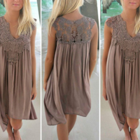 Sexy Lace Stitching Chiffon Beach Dress - Thumbnail 3