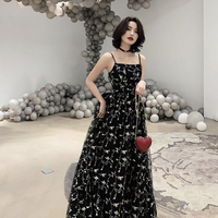 Black tulle long A line prom dress black evening dress - Thumbnail 1